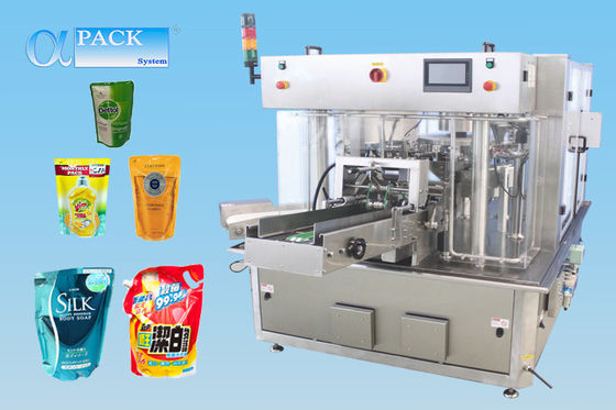 Máquina de enchimento de alimentação do malote de Premade do transporte do produto pastoso selagem giratória 45ppm
